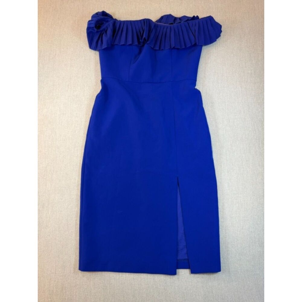 Aidan Mattox Royal Sapphire Blue Off Shoulder Cocktail Midi Dress Women 4